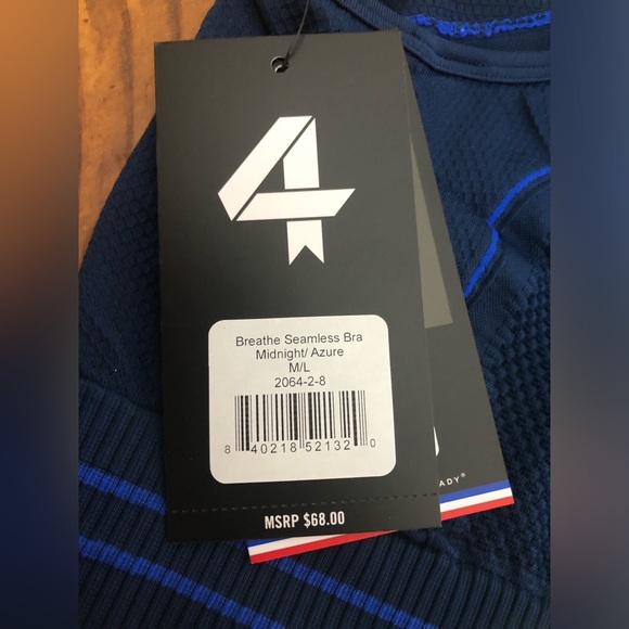 NWT FourLaps Breathe Seamless Sports Bra in Midnight/Azure Blue - Size M/L - Picture 3 of 6